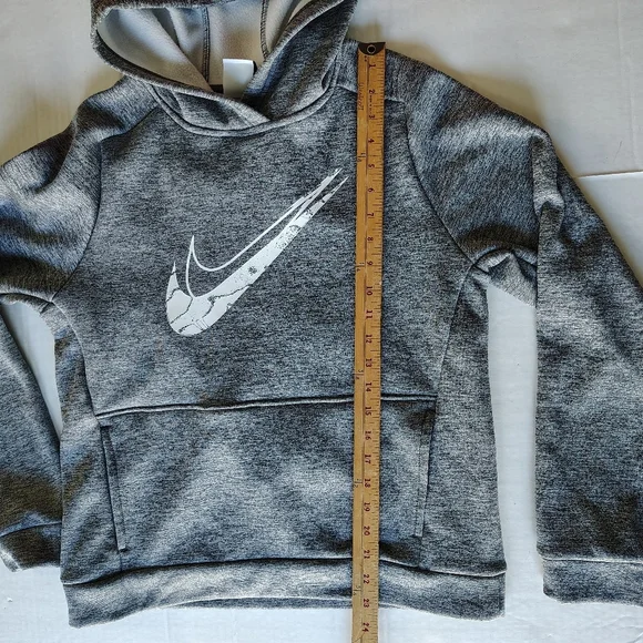 Nike Therma-Fit Hoodie Gray Youth Size XL Sweatshirt Thumb Holes Stain Repel - Picture 13 of 16